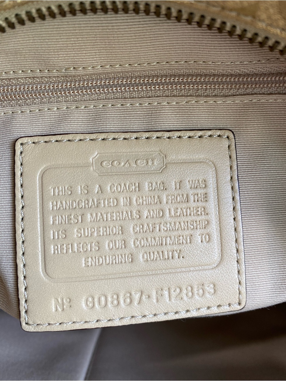 Coach Studded Signature Jacquard Gold Metallic Signature Tote with Suede Trim - Picture 15 of 17